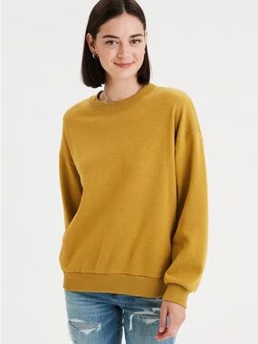 Abercrombie & Fitch Soft A&F Fleece oversized crewneck sweatshirt in gold XL